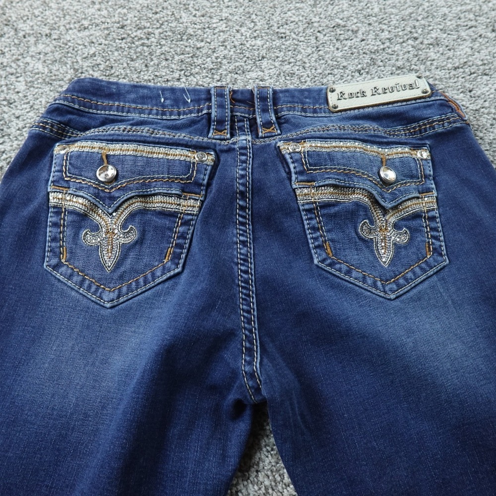 Rock Revival Jeans Womens 30 Dark Blue Denim Pants Easy Boot Betty Flare Stretch - Picture 2 of 15